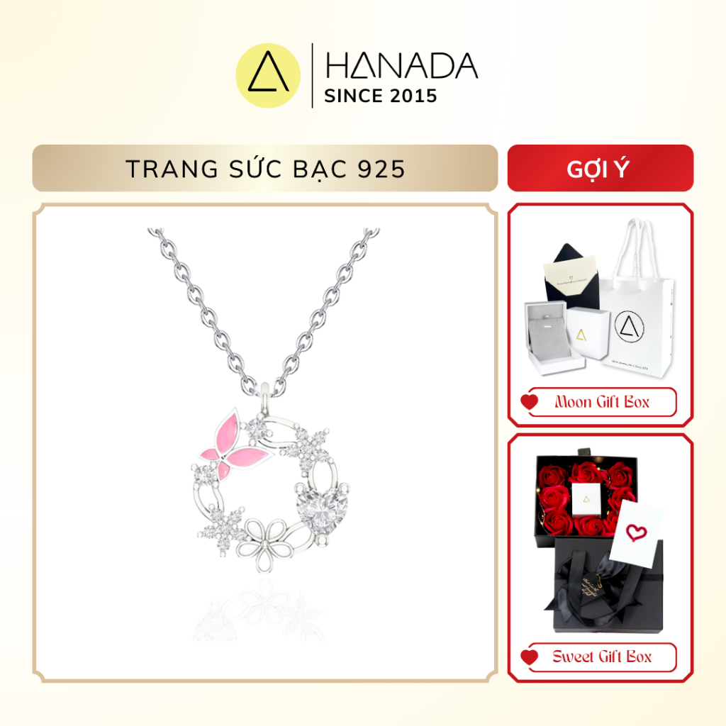 [BH TRỌN ĐỜI] Dây chuyền Bạc 925 Hanada Nguyệt Quế Hồ Điệp , Vòng Cổ Quà Tặng, Đi Tiệc ,Mang hằng ngày  2283 F1