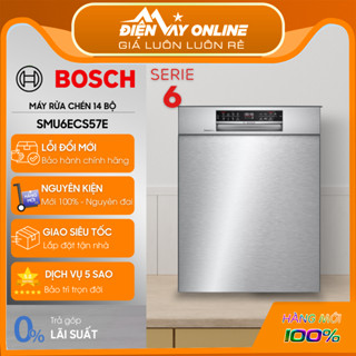 [CHÍNH HÃNG] Máy rửa bát Bosch SMU6ECS57E Series 6 - 14 bộ - Tự động hé cửa, Home Connect qua WiFi