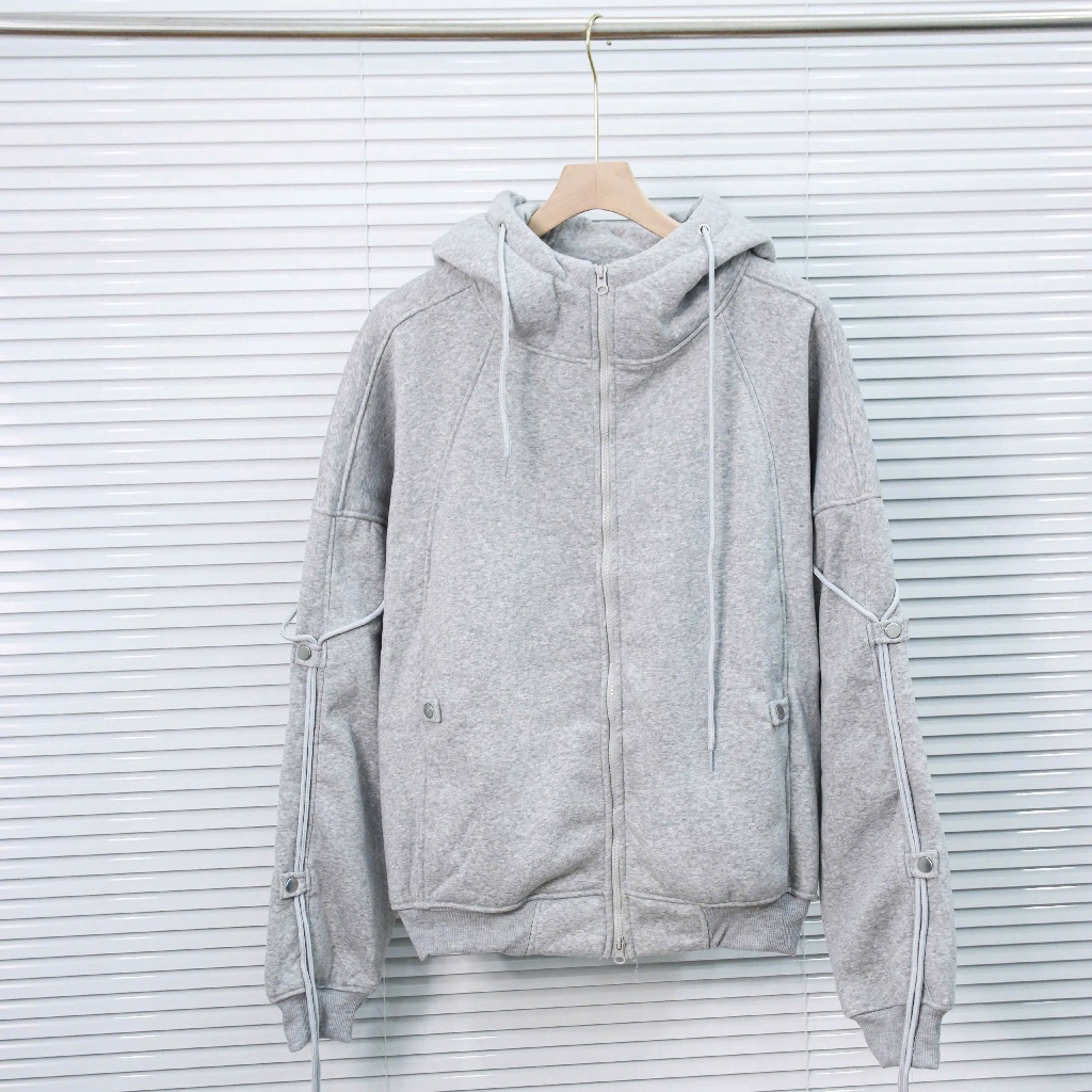 ￼Áo Khoác Zip Cổ Cao Phối Dây YC1996 - áo khoác nỉ dây kéo phối dây