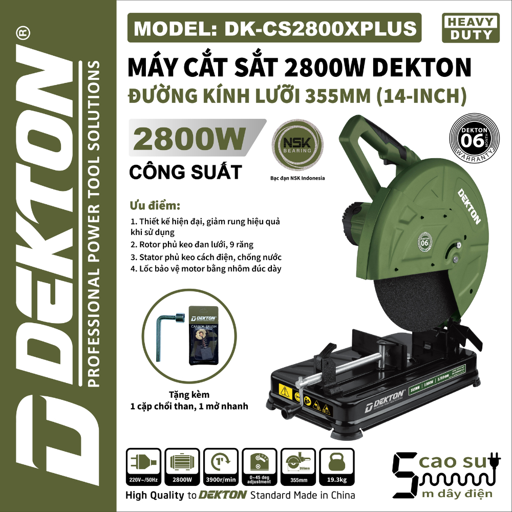 Máy Cắt Sắt 355MM Dekton DK-CS2800PLUS / DK-CS2800XPLUS / 2800W / Dòng Công Nghiệp