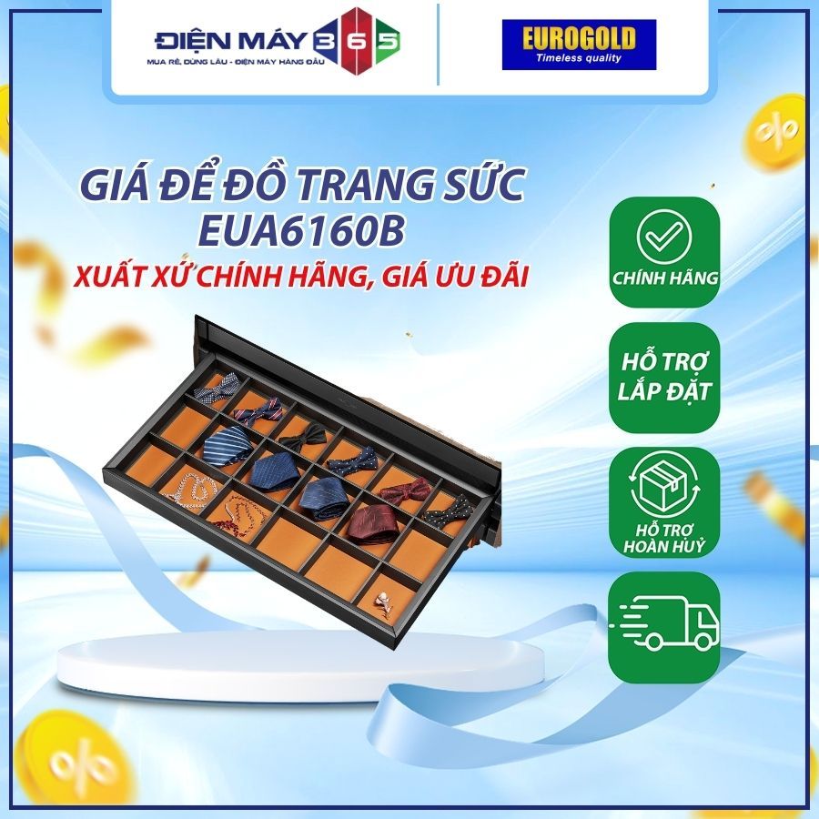 Giá để đồ trang sức âm tủ cao cấp Eurogold EUA6160B / EUA6170B / EUA6180B / EUA6190B
