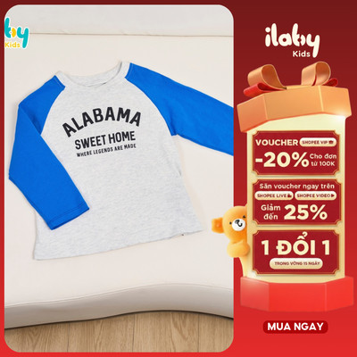 Áo thun dài tay cho bé trai ILABY áo phông Raglan thu đông cotton phong cách thể thao Alabama [3437]