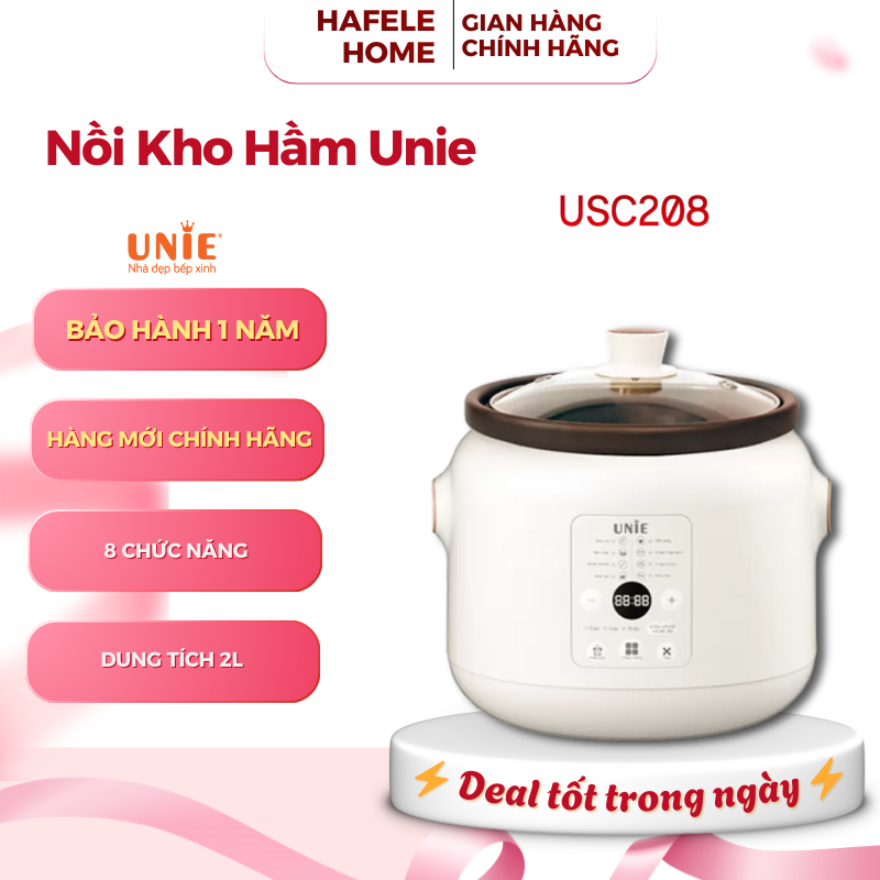 Nồi Kho Hầm Chuyên Dụng UNIE USC208 – Dung tích 2L – Lòng nồi gốm Ceramic – Hẹn giờ 24 tiếng - EEH