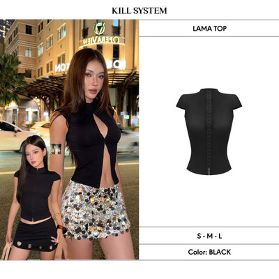 Áo thun mắc cài chất umi dày dặn sexy tôn dáng LAMA - 𝐊𝐈𝐋𝐋 𝐒𝐘𝐒𝐓𝐄𝐌