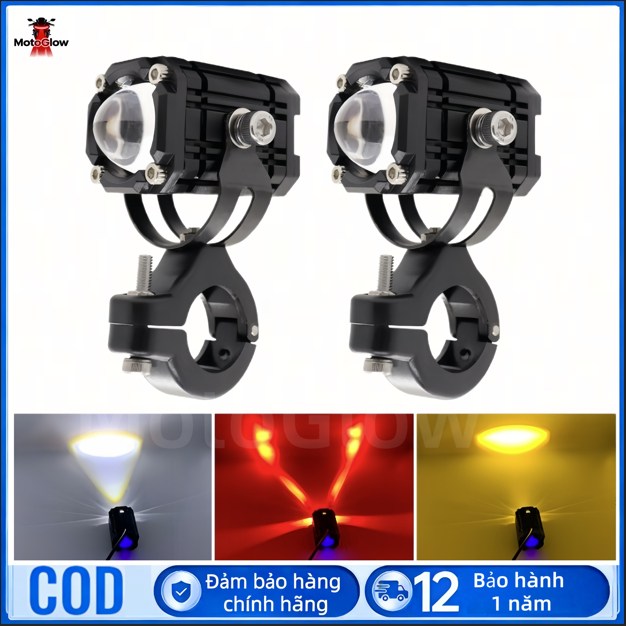 Đèn trợ sáng bi cầu mắt quỷ mini w2 48v cho xe máy xe điện - 4 chế độ tích hợp auto passing (Giá 1 Đ