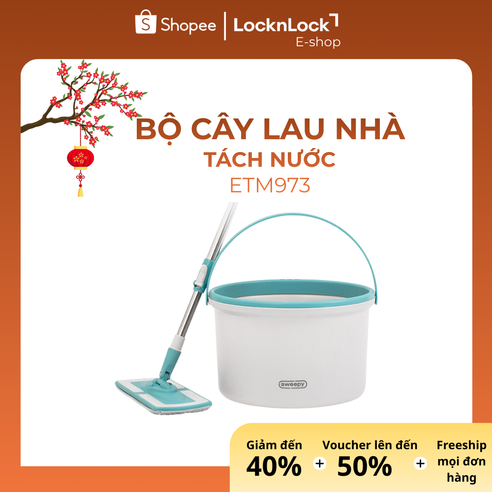 Bộ Lau Nhà LOCKnLOCK Sweepy ETM973 – Cây Lau Nhà Tự Vắt – Bông Lau Thấm Hút Tốt