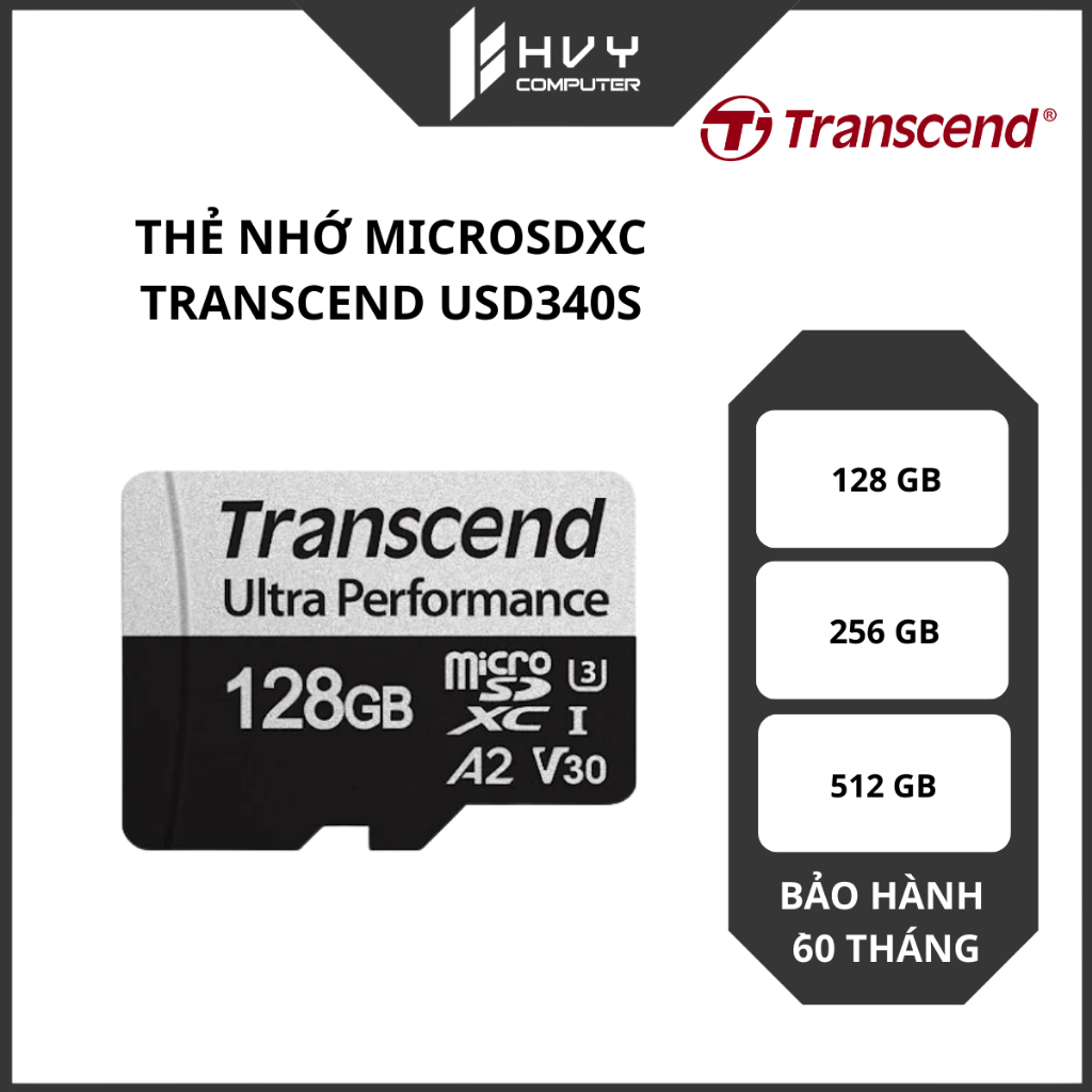 Thẻ nhớ microSDXC Transcend USD340S 128GB/256GB/512GB - Hàng chính hãng.