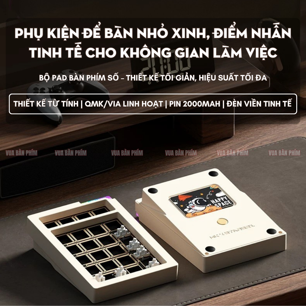 Bàn phím số cơ | numpad không dây stars21 ver 2, pin 2000 mA ,nhôm cnc , mạch xuôi, hotswap, led rgb, via/qmk nhỏ gọn | BigBuy360 - bigbuy360.vn