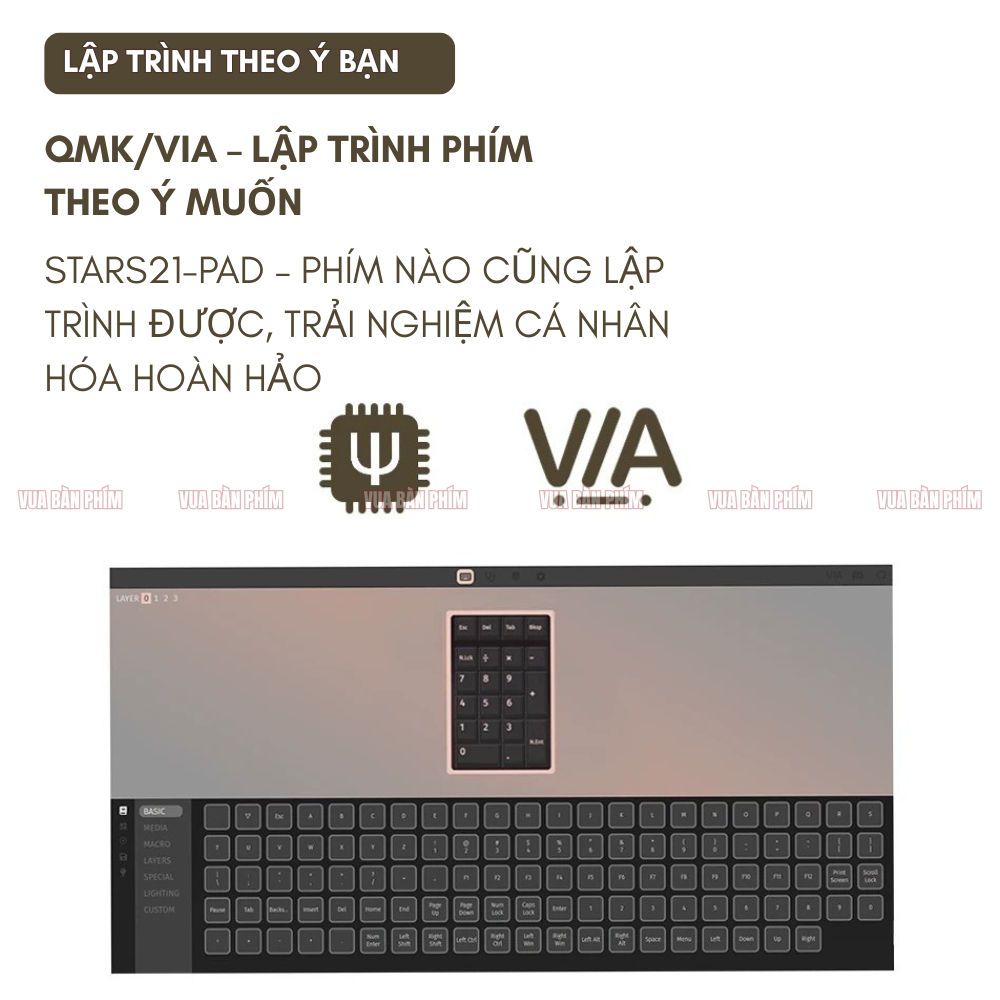 Bàn phím số cơ | numpad không dây stars21 ver 2, pin 2000 mA ,nhôm cnc , mạch xuôi, hotswap, led rgb, via/qmk nhỏ gọn | BigBuy360 - bigbuy360.vn