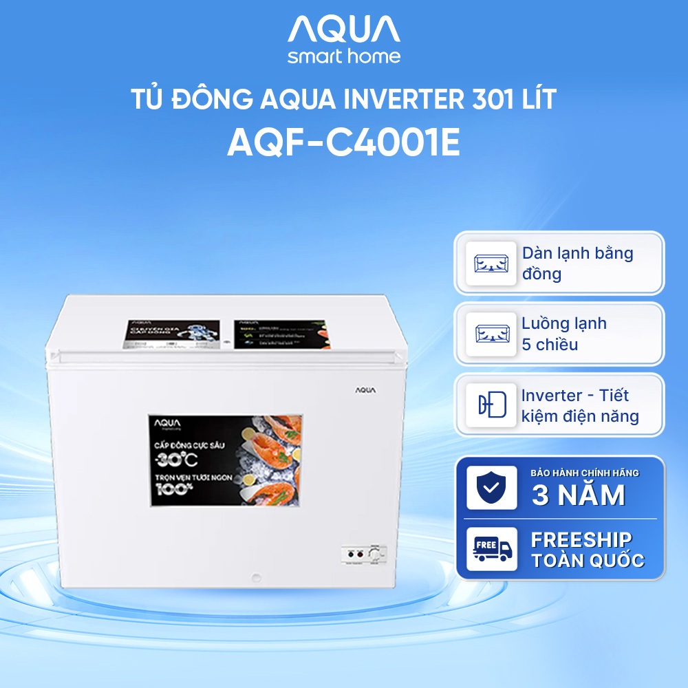 Tủ đông Aqua Inverter 301 lít AQF-C4001E