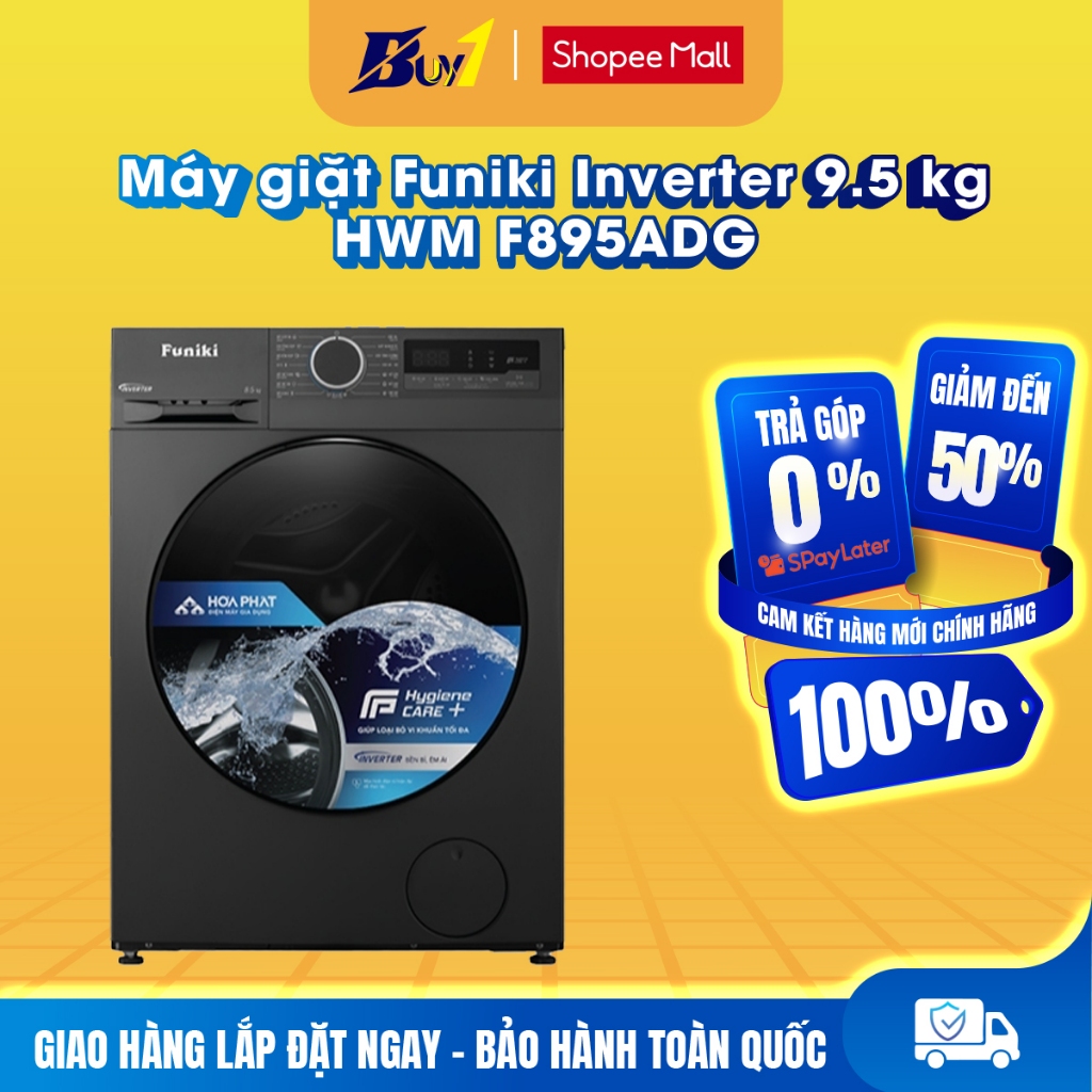 HWM-F895ADG - Máy giặt Funiki Inverter 9.5 kg HWM F895ADG - Hàng chính hãng