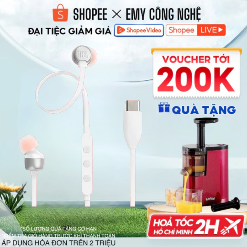 Tai Nghe JBL TUNE 310C Loại Cáp Type-C, Có Mic Và Điều Khiển Dây, Chất Lượng Cao