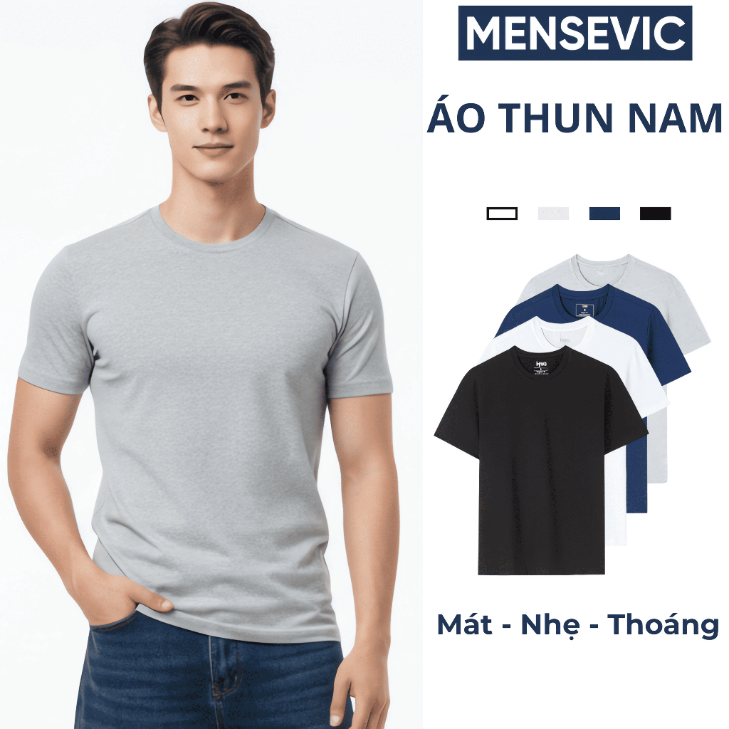 ÁO THUN NAM COTTON CO GIÃN 4 CHIỀU FORM ÔM ĐẸP THOÁNG MÁT BASIC MENSEVIC TST01