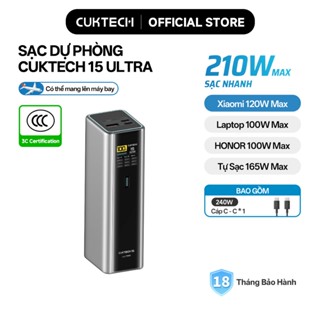 【Được chứng nhận CCC】CUKTECH Sạc Nhanh 210W 20000mAh – Hỗ Trợ Xiaomi 120W, Samsung 45W, iP16/15/14 Laptop 140W