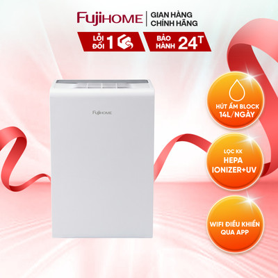 Máy hút ẩm gia đình 14 Lít Fujihome DH14W-HEPA - Có kết nối wifi và kết hợp lọc không khí HEPA