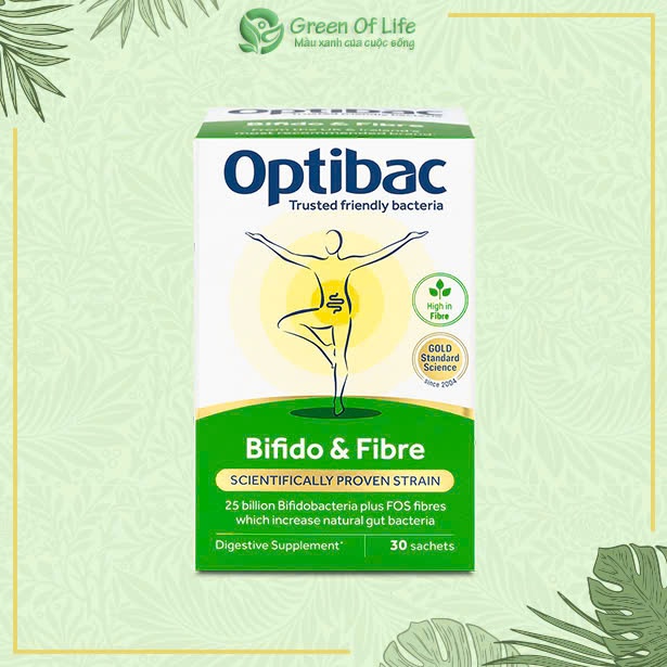 Men vi sinh Optibac Probiotics Bifido & Fibre, giảm táo bón, tăng chất xơ 30 gói CHO BÉ 1 TUỔI+