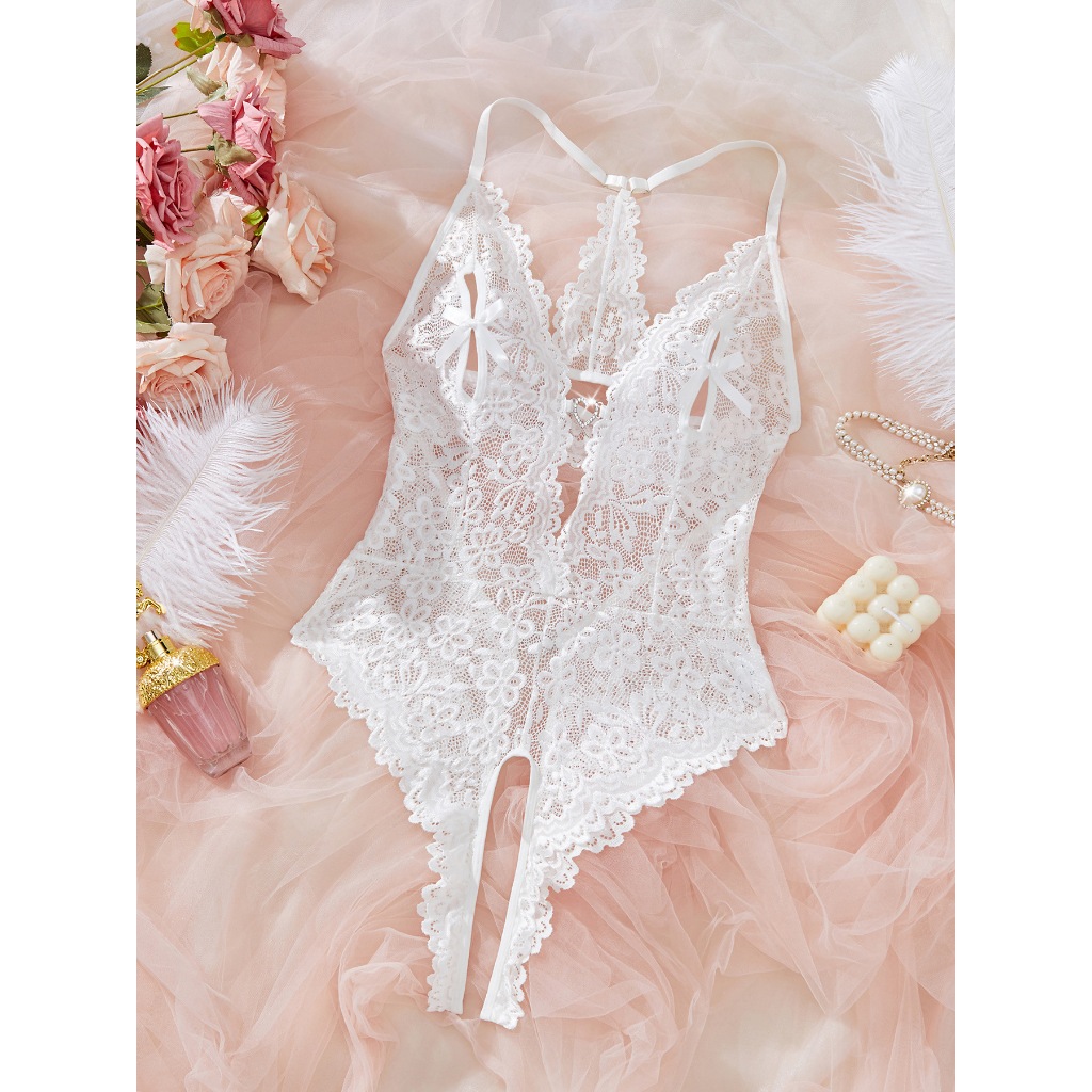Bodysuit ren hoa xẻ ngực sexy gợi cảm đồ ngủ liền thân hở đũng quyến rũ đáng yêu BIKI HOUSE N940 | BigBuy360 - bigbuy360.vn