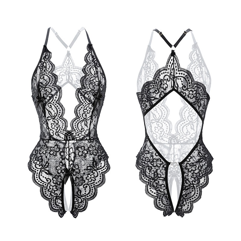 Bodysuit ren hoa xẻ ngực sexy gợi cảm đồ ngủ liền thân hở đũng quyến rũ đáng yêu BIKI HOUSE N940 | BigBuy360 - bigbuy360.vn