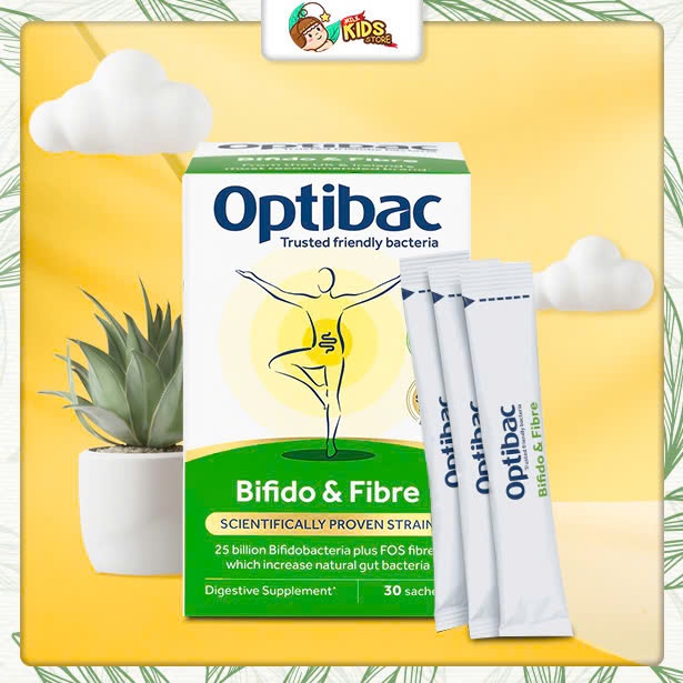 Men vi sinh Optibac Bifido Fibre giảm táo bón và bổ sung chất xơ 30 gói ANH CHO BÉ 1 TUỔI+