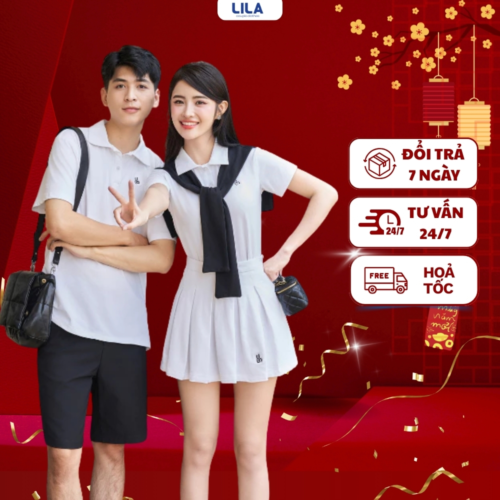 Set đồ đôi nam nữ Destie LILA đồ cặp thể thao couple polo nam váy tennis nữ basic chất liệu cotton
