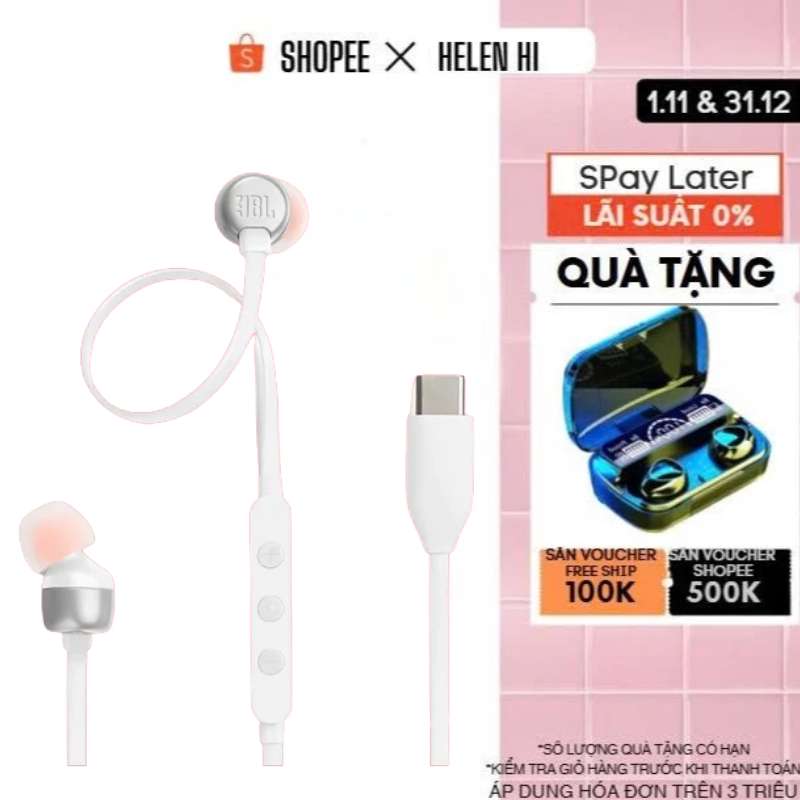 Tai Nghe JBL TUNE 310C Loại Cáp Type-C, Có Mic Và Điều Khiển Dây, Chất Lượng Cao