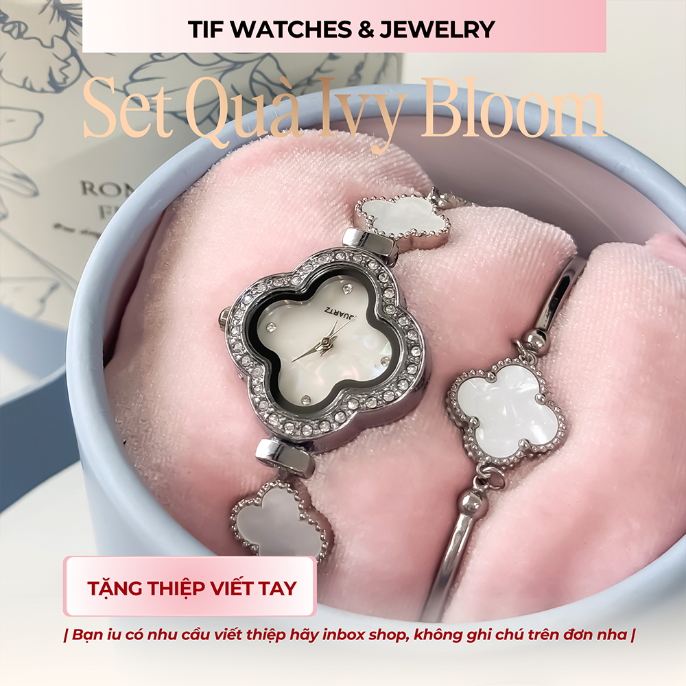[QUÀ TẶNG 8/3 & VALENTINE] Bộ Trang Sức Đồng hồ Vòng Tay Đính Đá Nữ IVY BLOOM Tif Watches Quà Tặng Sinh Nhật 8/3 Valenti