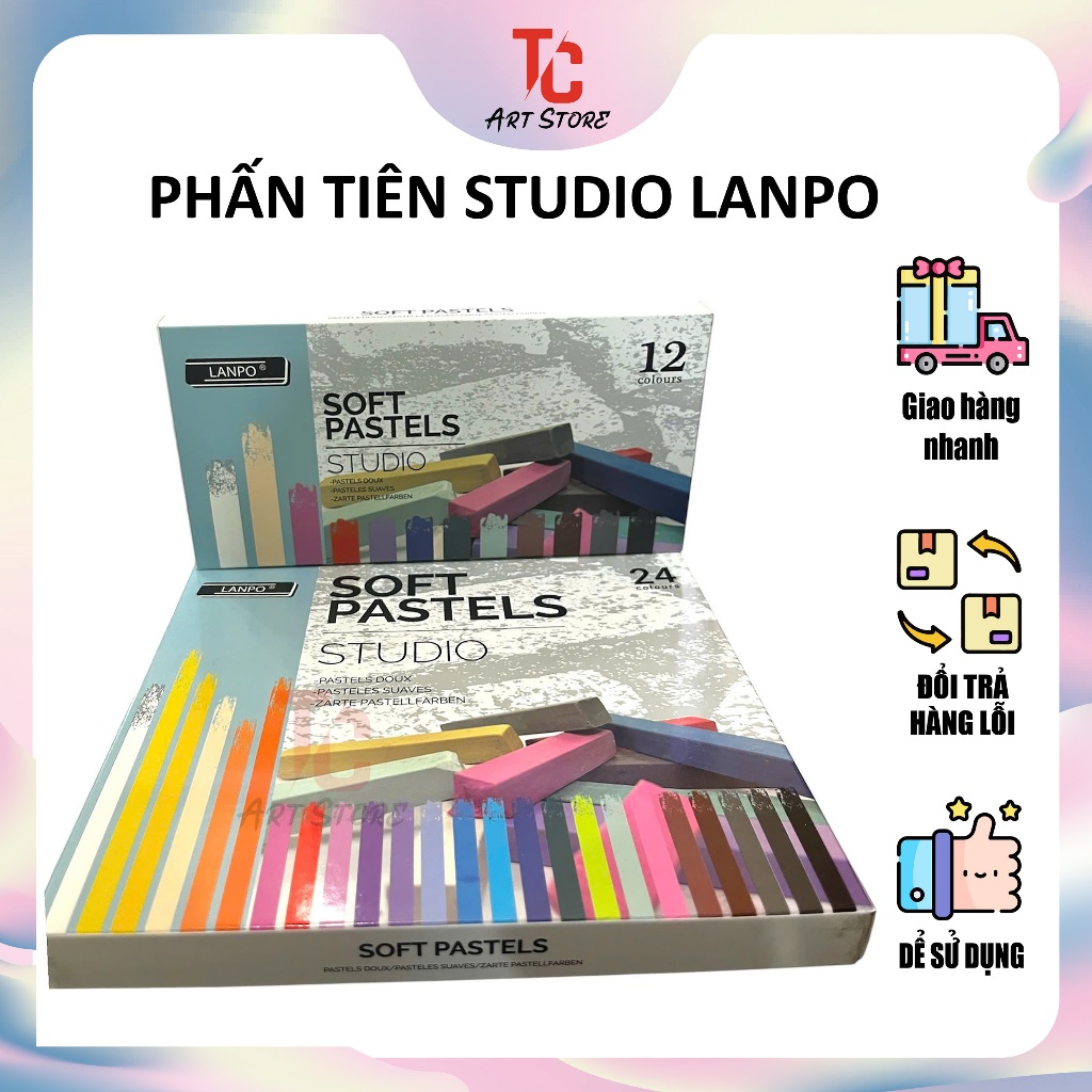 PHẤN TIÊN SOFT PASTEL STUDIO LANPO - BỘ 12/24 MÀU CHUYÊN NGHIỆP