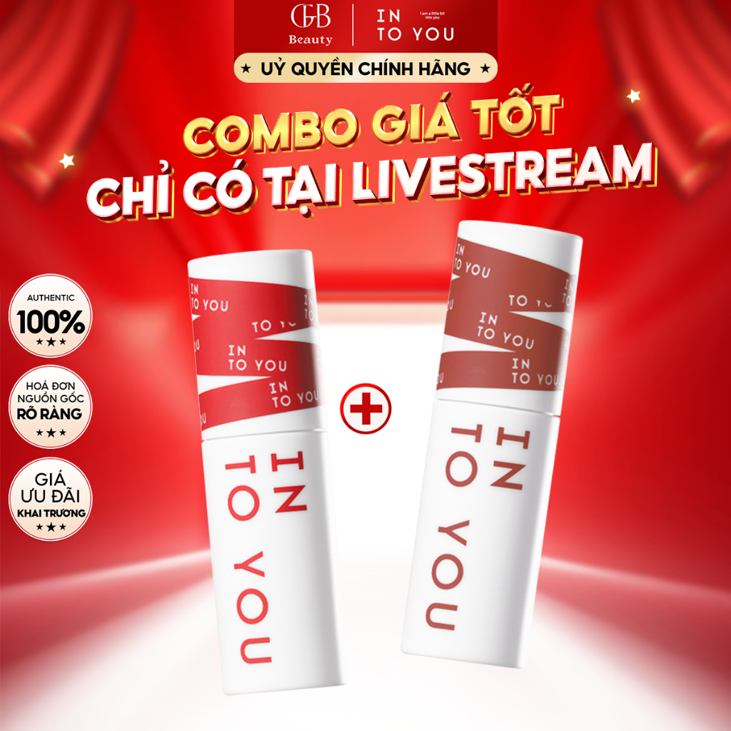 Combo 2 Son Bùn INTO YOU Chất Xốp Mềm Lì Nhẹ Dễ Tán Không Khô Môi Dùng Cho Cả Môi Và Má Em01 2g