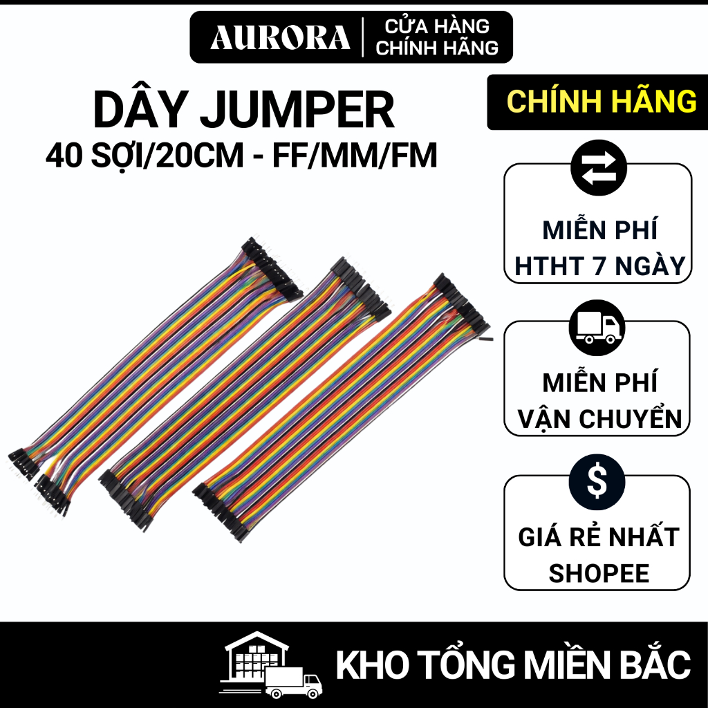 Dây Jumper Dupont 20cm 40 Sợi - Đực Đực/ Cái Cái / Đực Cái - Breadboard Arduino
