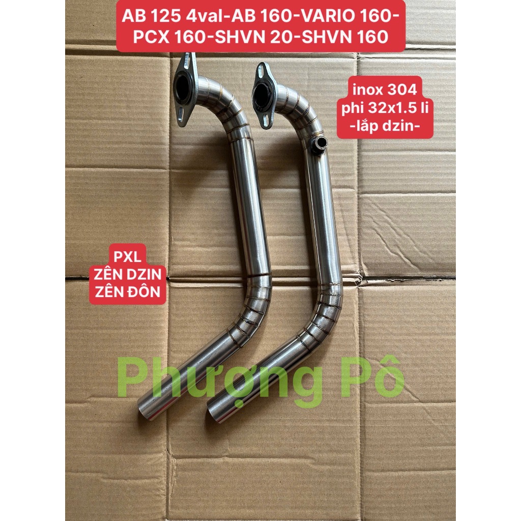 ⚡️FREESHIP⚡️ Cổ pô inox 304 AB 125 4VAL-AB160-VARIO 160-PCX 160-SH 20-SH 160 phi 32x1.5 li lắp dzin