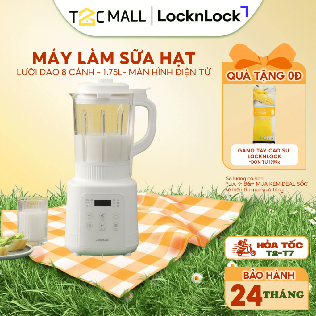 Máy làm sữa hạt đa năng LocknLock Bianco heating blender 1.75L Màu ngà EJM486IVY- T2CMALL