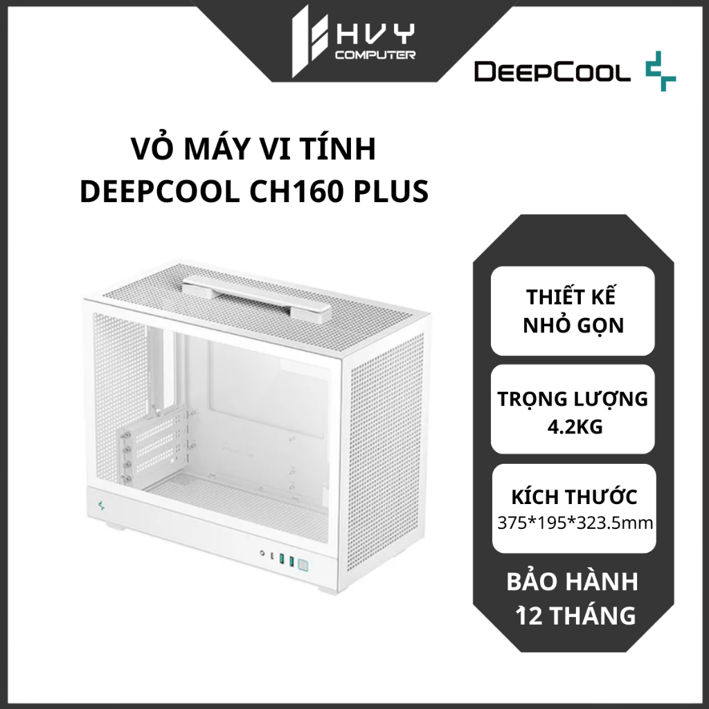 Vỏ máy vi tính Deepcool CH160 PLUS WH | Thiết kế nhỏ gọn - Hàng Chính Hãng