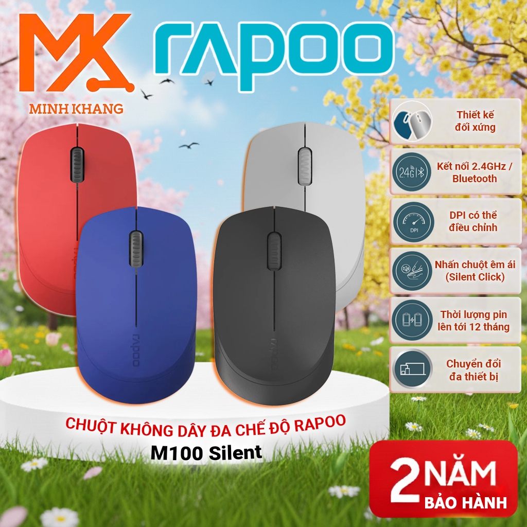 Rapoo M100 Silent/ Rapoo M300 Silent Chuột Không Dây Đa Kết Nối – Bluetooth & 2.4GHz, Nhấn Êm, Tiết 
