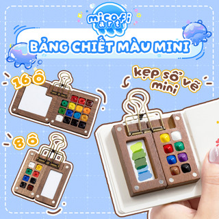 Bảng Pha Màu Vẽ Micofi Hoạ Cụ, Bảng Chiết Đựng Màu Nước Mini Acrylic Gouache Nhỏ Gọn Bằng Gỗ Có Nắp Gài Nhiều Ô