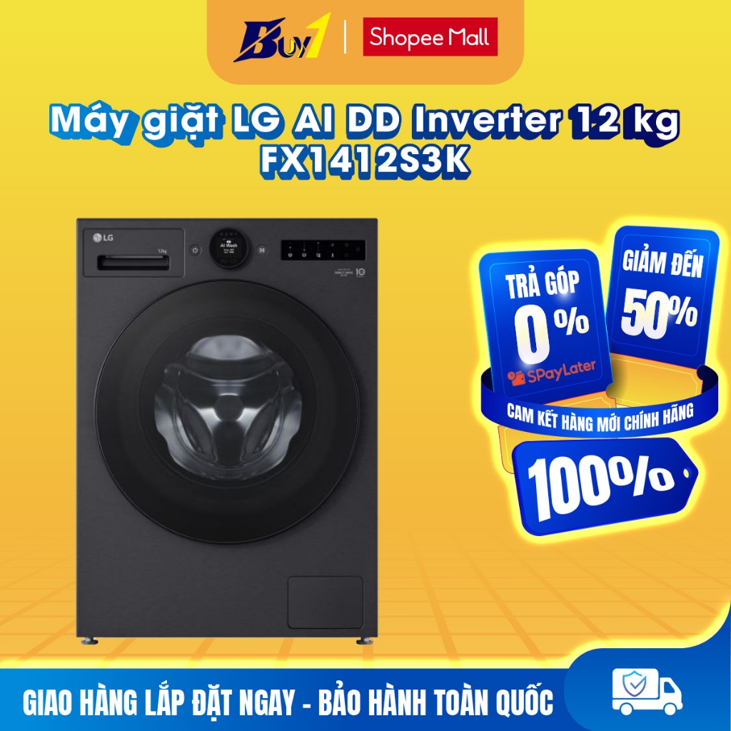 FX1412S3K - Máy giặt lồng ngang LG AI DD Inverter 12Kg FX1412S3K - Hàng chính hãng