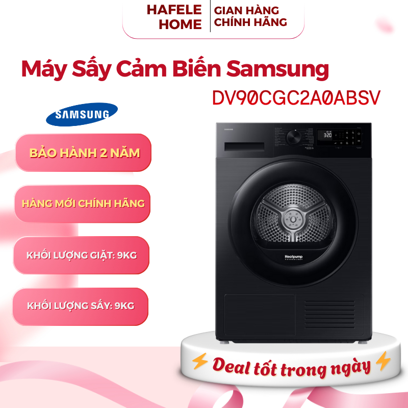 Máy Sấy Bơm Nhiệt Samsung DV90CGC2A0ABSV - Khối Lượng Sấy 9kg - Cảm Biến 3 Trong 1 - EEH