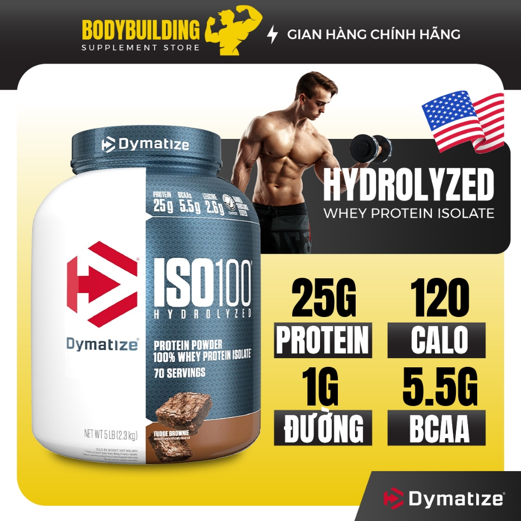 Bột tăng cơ Dymatize ISO 100 Whey Protein Isolate & Hydrolyzed (71 servings) hỗ trợ tập gym