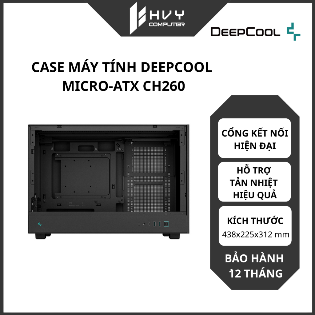 Case máy tính DeepCool Micro-ATX CH260 | Khả năng tản nhiệt vượt trội - Hàng chính hãng