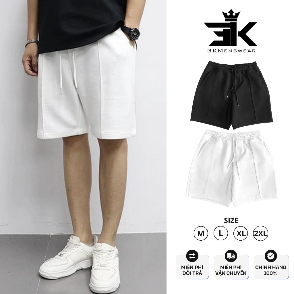 Quần quần đùi nam, quần short nam 3KMENSWEAR chất nỉ cotton dày dặn chân cua from 45-85kg