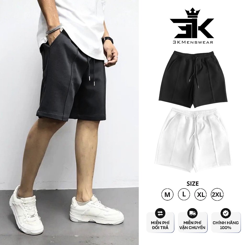 Quần short nam, Quần đùi thời trang nam  3KMENSWEAR chất nỉ cotton dày dặn chân cua from 45-85kg