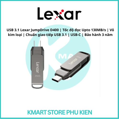 USB 3.1 Lexar JumpDrive D400 | Tốc độ đọc Upto 130MB/s | Vỏ kim loại | Chuẩn giao tiếp USB 3.1 / USB