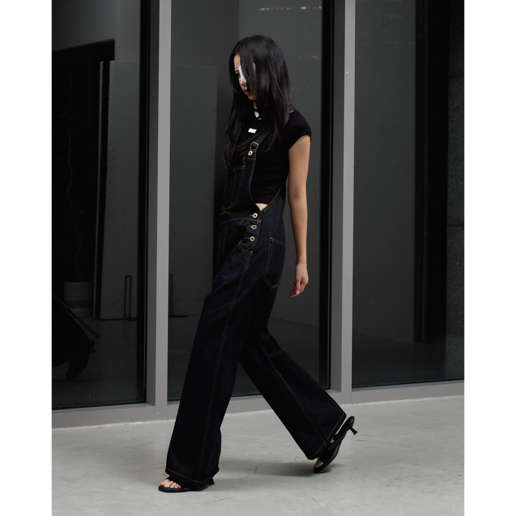 61COMFY UNFINISHED OVERALL - Yếm quần raw denim ống rộng