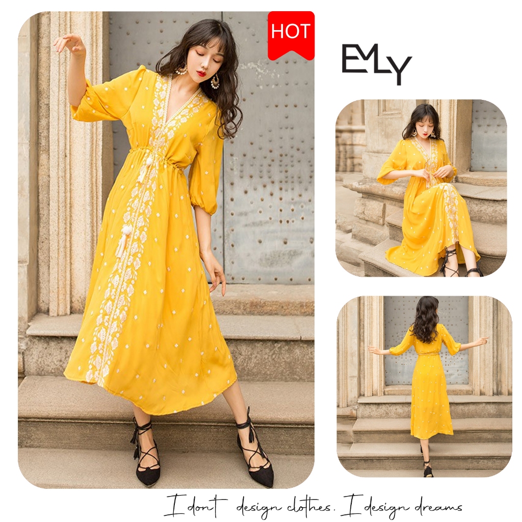 Đầm dáng xòe midi Emilyshop