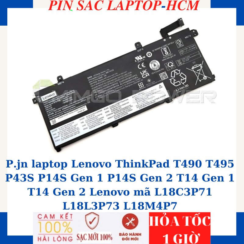 Sạc Pin Lenovo ThinkPad T490 T495 P43S P14S Gen 1 P14S Gen 2 T14 Gen 1 T14 Gen 2 Lenovo mã L18C3P71 