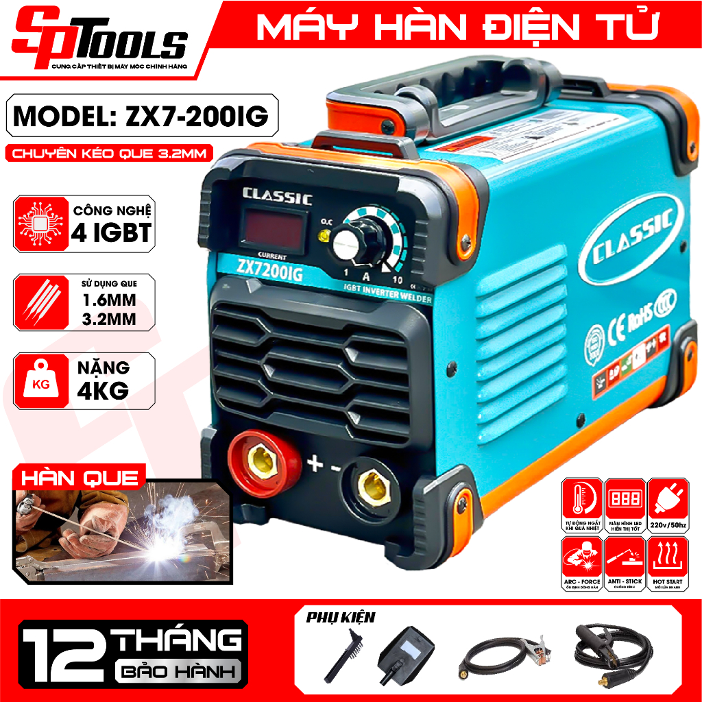 Máy Hàn Que Classic ZX7-200IG Inverter IGBT – 200A – Màn Hình LED – Tiết Kiệm Điện