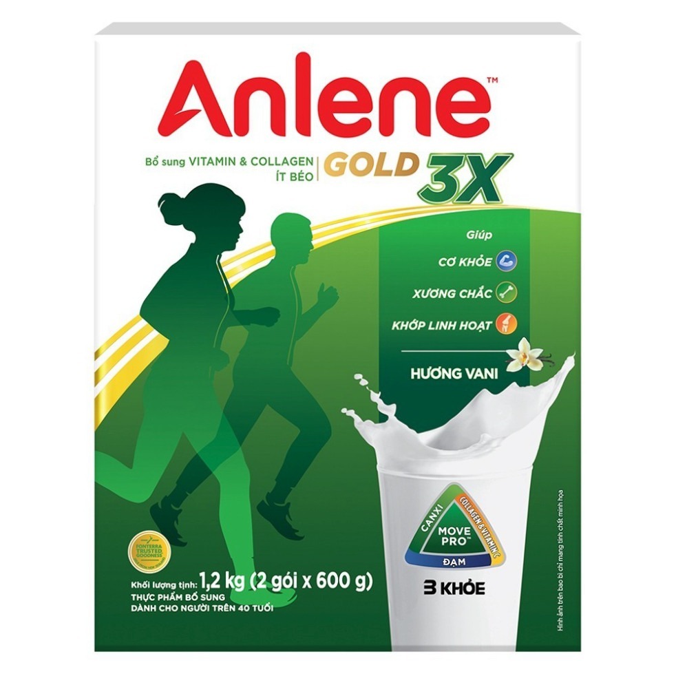 Sữa Anlene 3X Vani Hộp Giấy 1.2kg – Vị Thơm Ngon Hoàn Hảo| Bổ Sung Canxi, Tốt Cho Xương Khớp