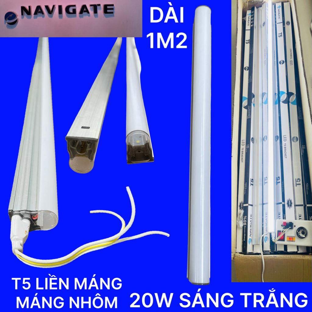 BÓNG ĐÈN TUÝP LED T5 1M2 LIỀN MÁNG MÁNG NHÔM CAO CẤP 20W SÁNG TRẮNG