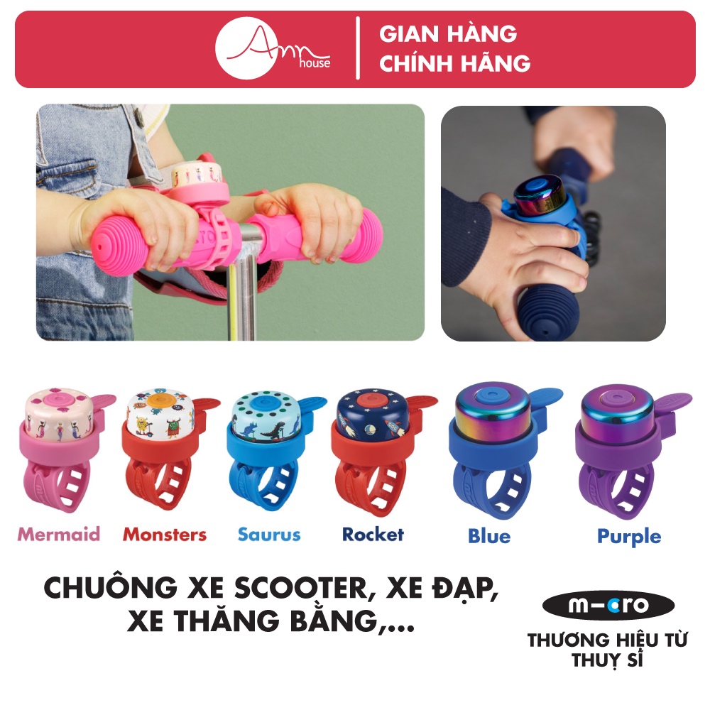 Chuông Micro Bell - Phụ kiện cho xe scooter, xe đạp, xe chòi chân, xe thăng bằng - Thương hiệu Thuỵ 