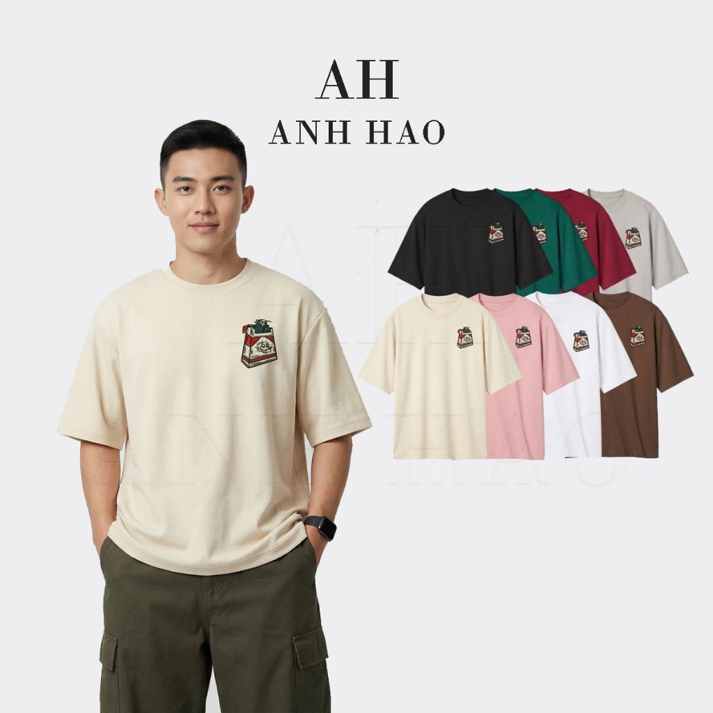 ÁO THUN Oversize Hộp Box NAM Nữ CỔ TRÒN Form Rộng Vải Cotton Thời Trang | AH STUDIO