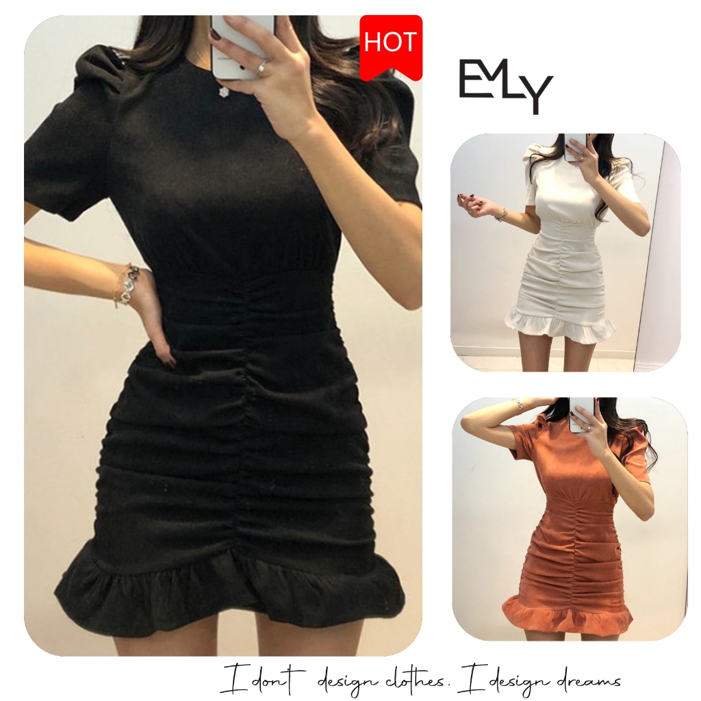 Đầm nữ dáng ôm midi tay ngắn Emilyshop